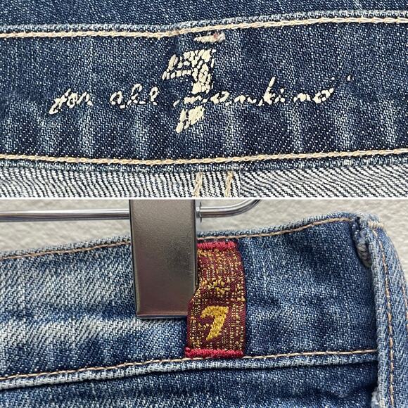 7 For All Mankind Dojo Cropped Denim Jeans Size 29 (Marked Damaged) - Picture 8 of 12